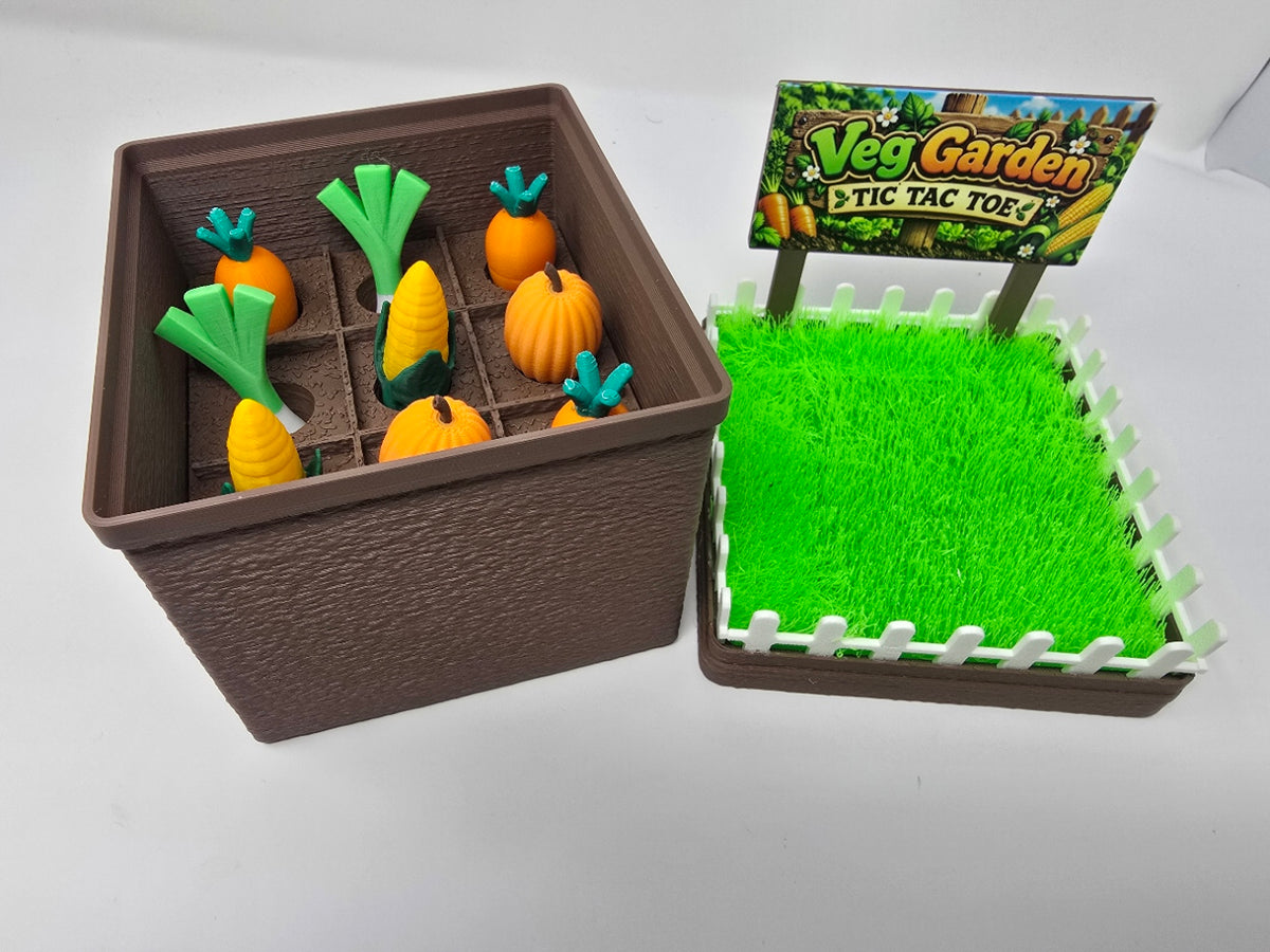 Veg Garden Tic Tac Toe – 3D Printed Garden-Themed Strategy Game