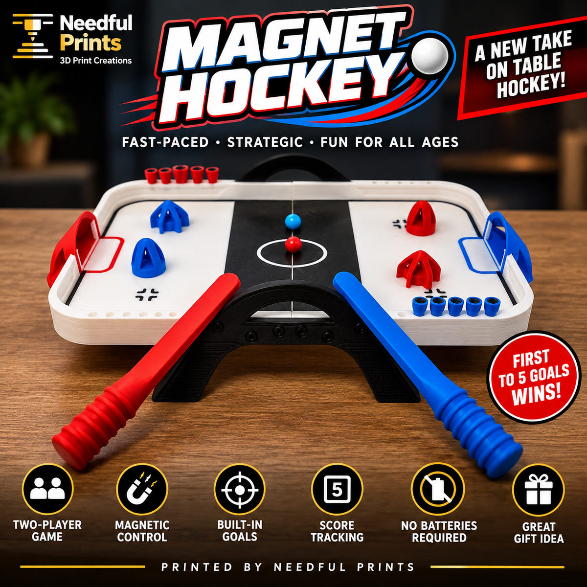Magnet Hockey – 3D Printed Two-Player Tabletop Game