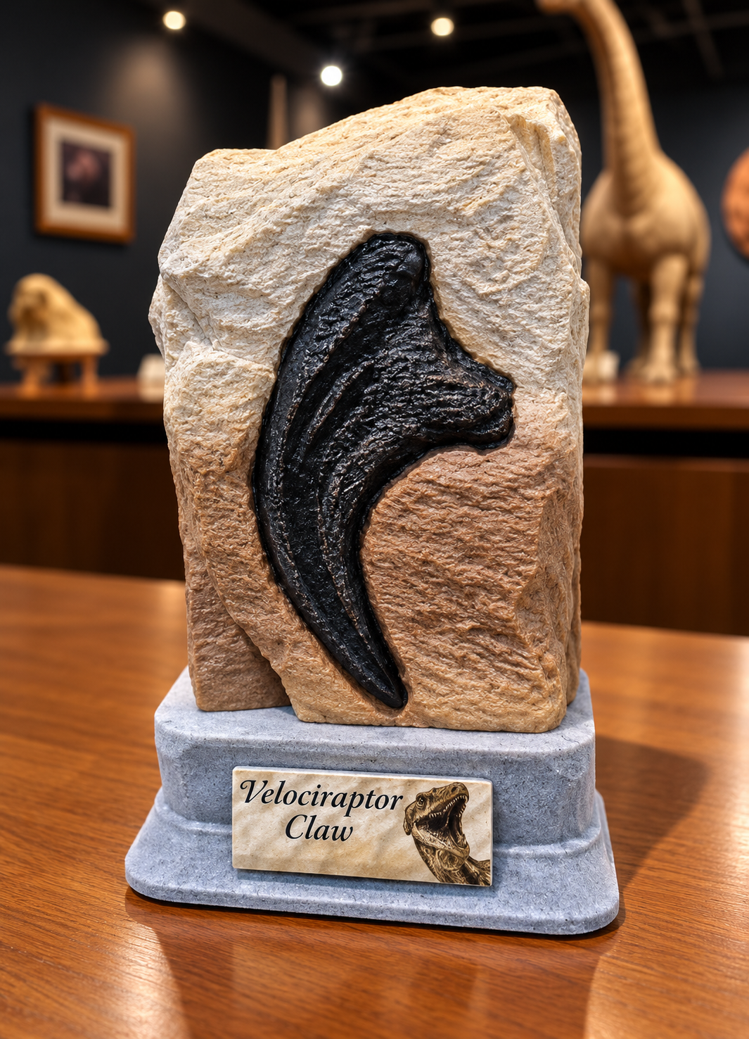 Velociraptor Claw Fossil – 3D Printed Replica Display