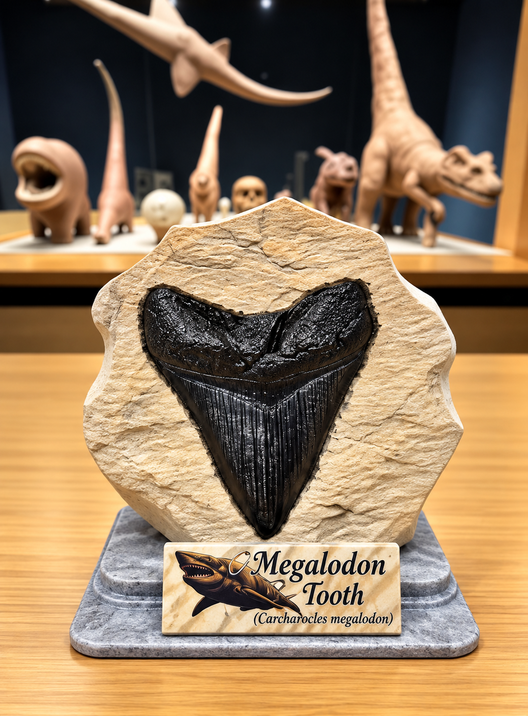 Megalodon Tooth Fossil – 3D Printed Replica Display