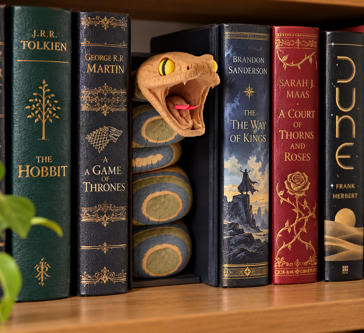 Snake Book Nook – 3D Printed Bookshelf Decoration