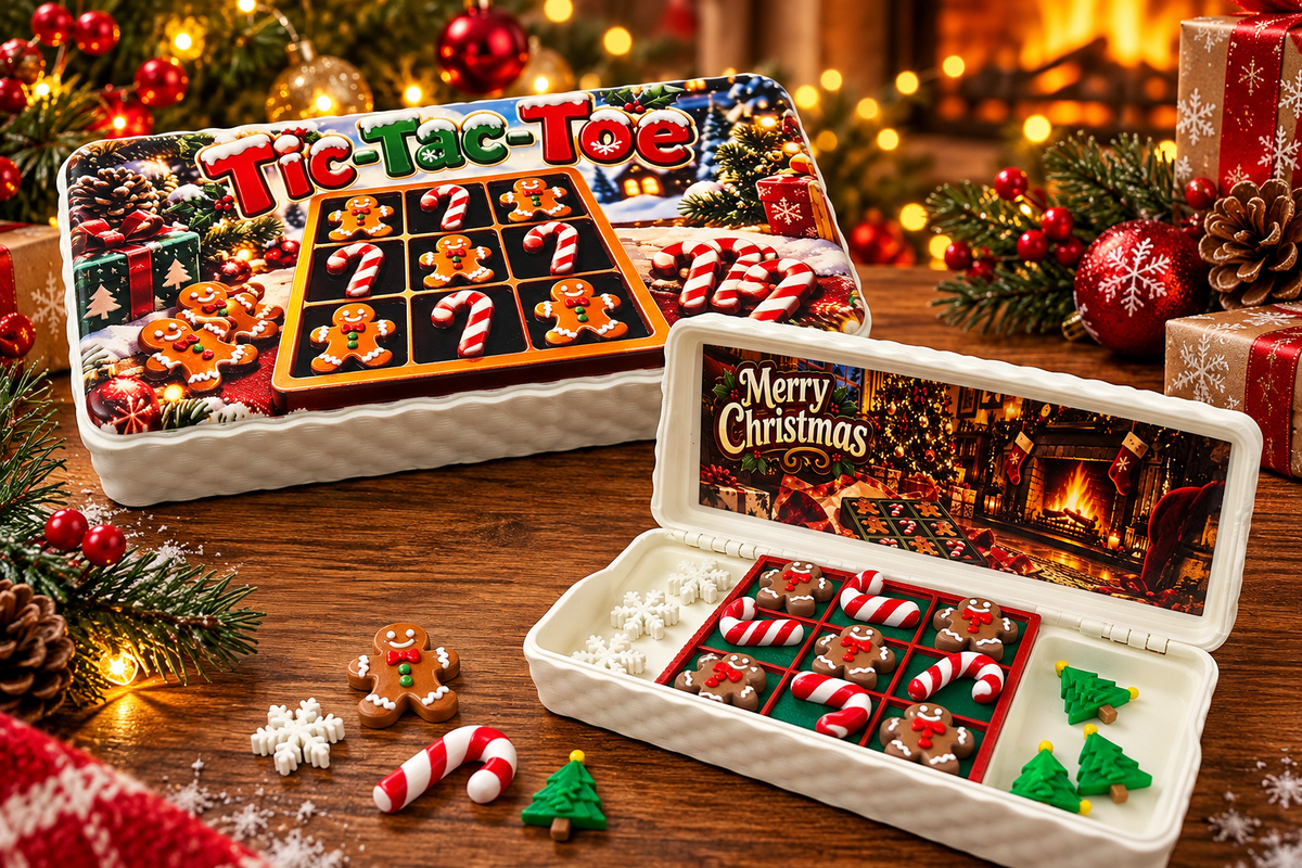 Christmas Tic Tac Toe Gift Set – 3D Printed Festive Game