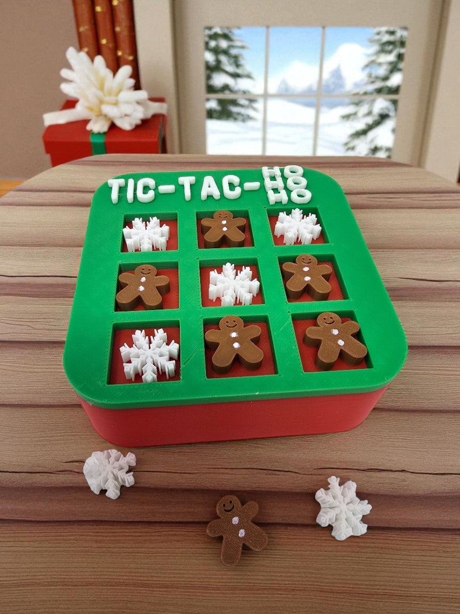 Christmas Tic-Tac-HoHoHo Game – Festive 3D Printed Holiday Tic Tac Toe Set