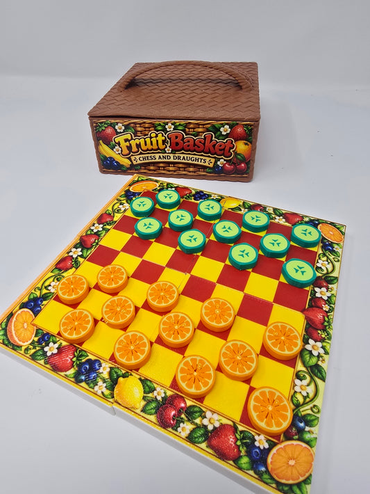 Fruit Basket Chess & Draughts – 2-in-1 3D Printed Board Game