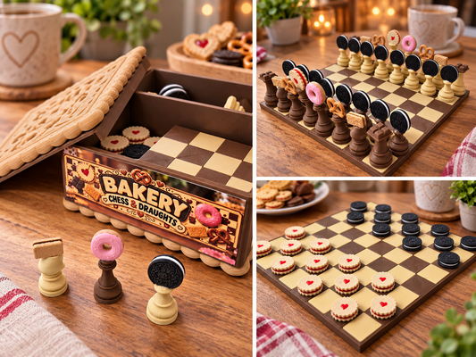 Bakery Chess & Draughts – 2-in-1 3D Printed Board Game