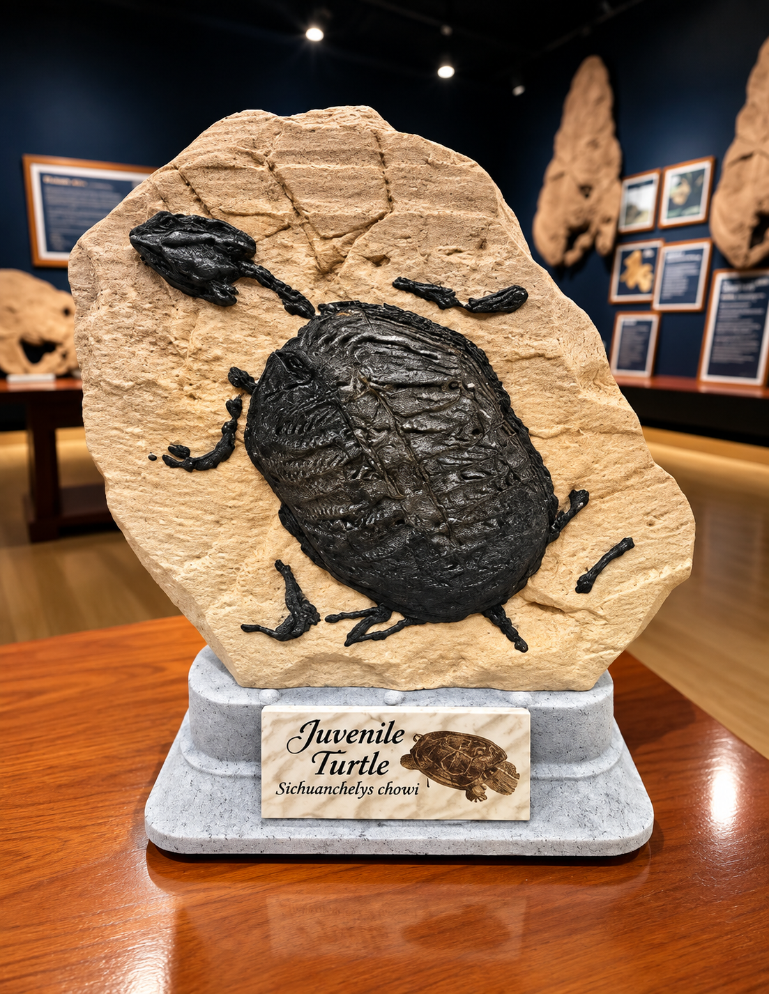 Juvenile Turtle Fossil – 3D Printed Replica Display