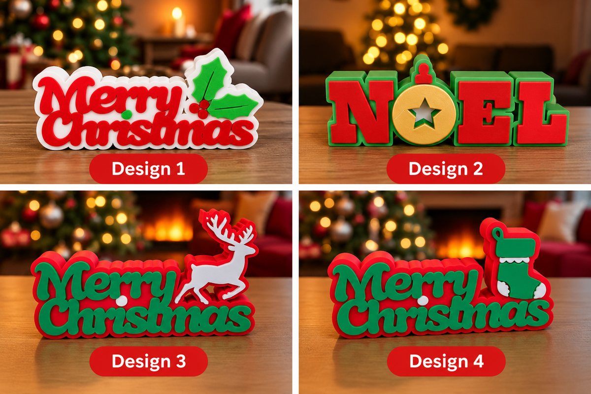 Merry Christmas Signs – 3D Printed Festive Decorations