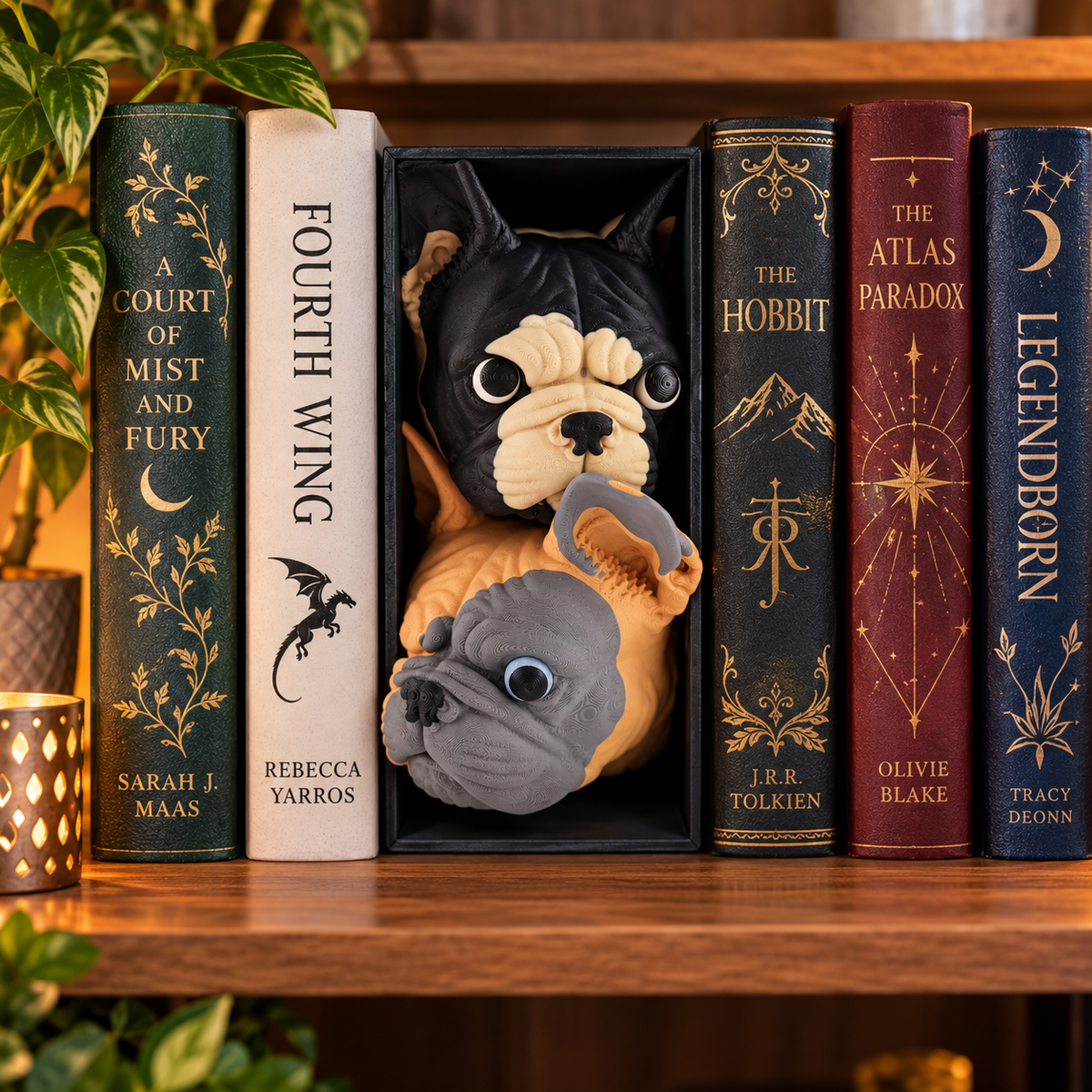 Playful Dogs Book Nook – 3D Printed Bookshelf Decoration