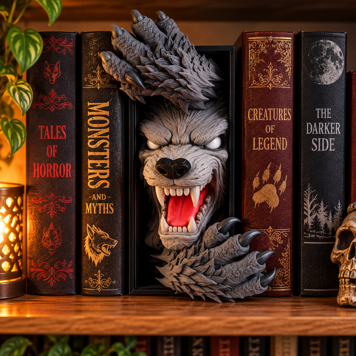 Werewolf Book Nook – 3D Printed Bookshelf Decoration