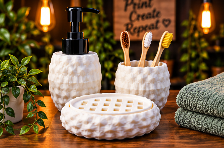 3D Printed Bathroom Set – Soap Dish, Holder & Dispenser