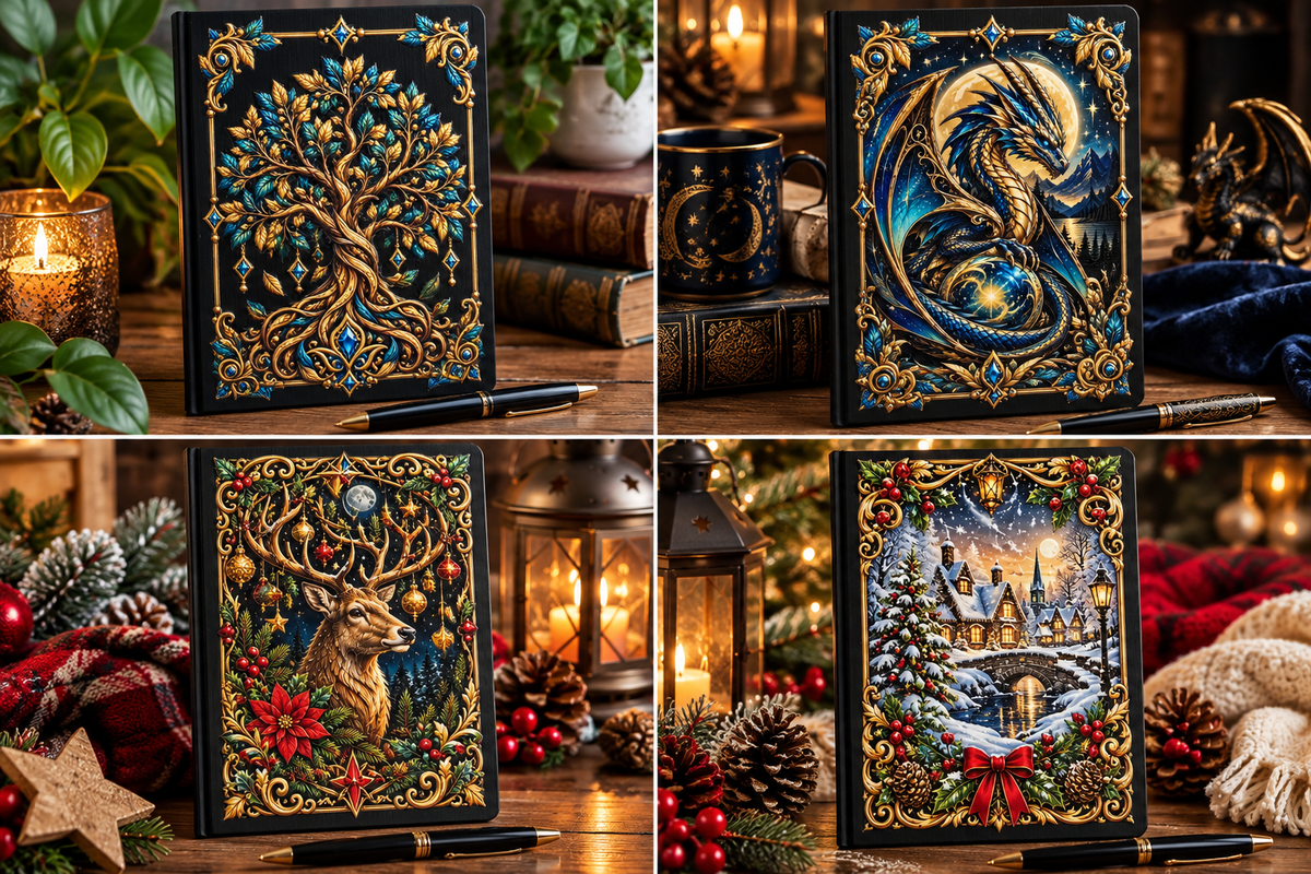 Decorative A5 Hardback Journals – Fantasy, Nature & Christmas Designs