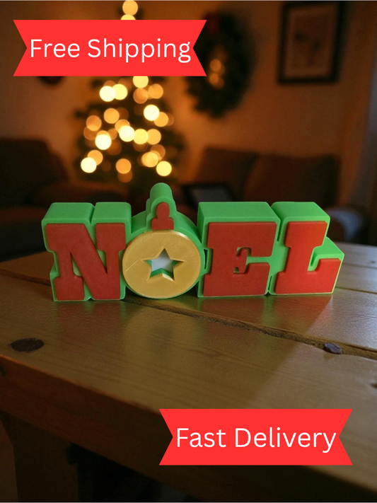 3D Printed NOEL Sign – Festive Christmas Decoration, Holiday Ornament, Colourful Table Display
