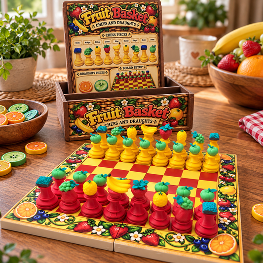 Fruit Basket Chess & Draughts – 2-in-1 3D Printed Board Game