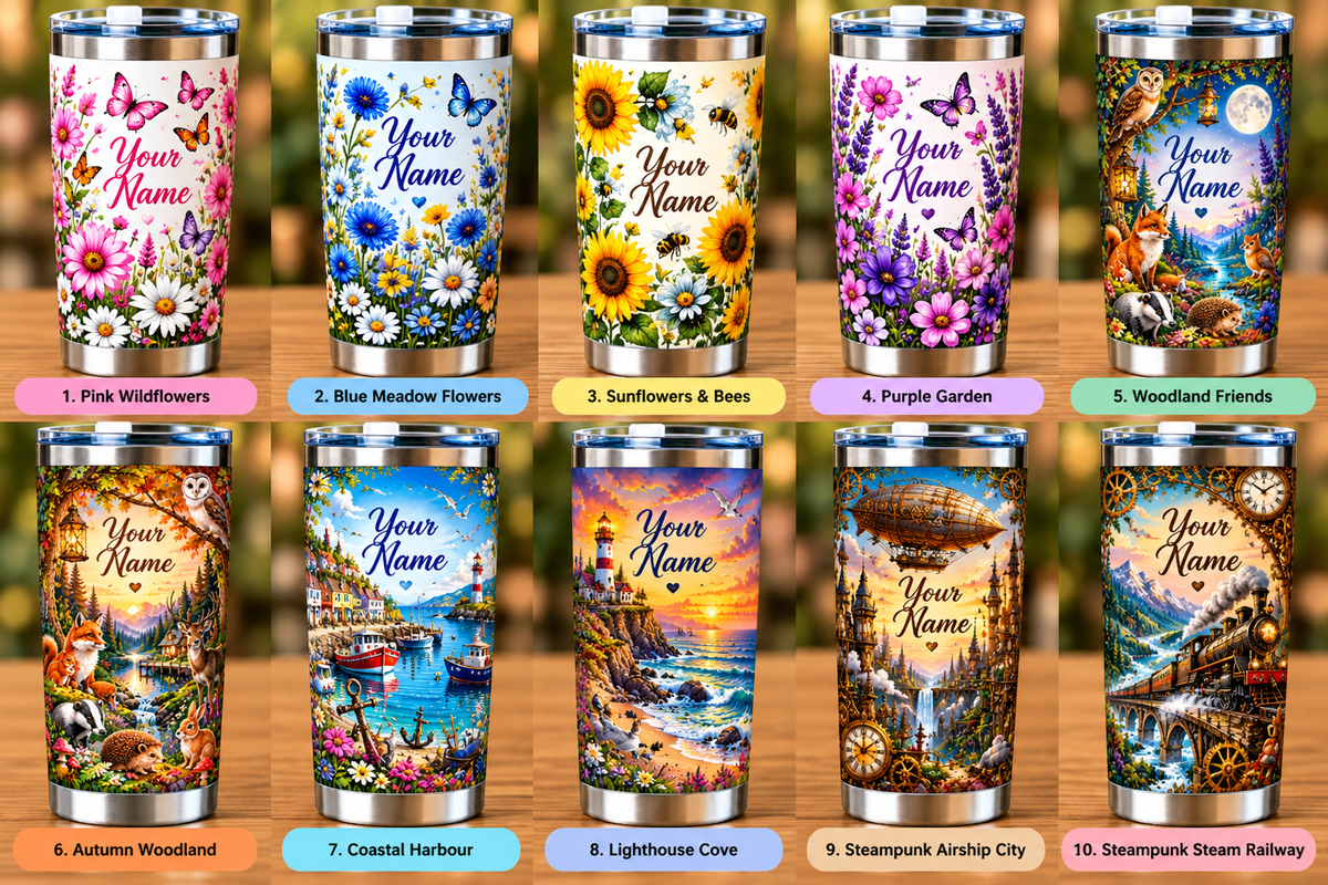 Personalised 20oz Insulated Travel Tumbler – Choose Your Design