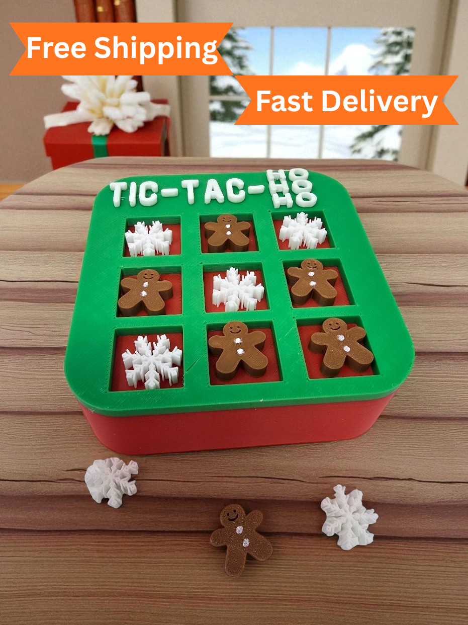 Christmas Tic-Tac-HoHoHo Game – Festive 3D Printed Holiday Tic Tac Toe Set