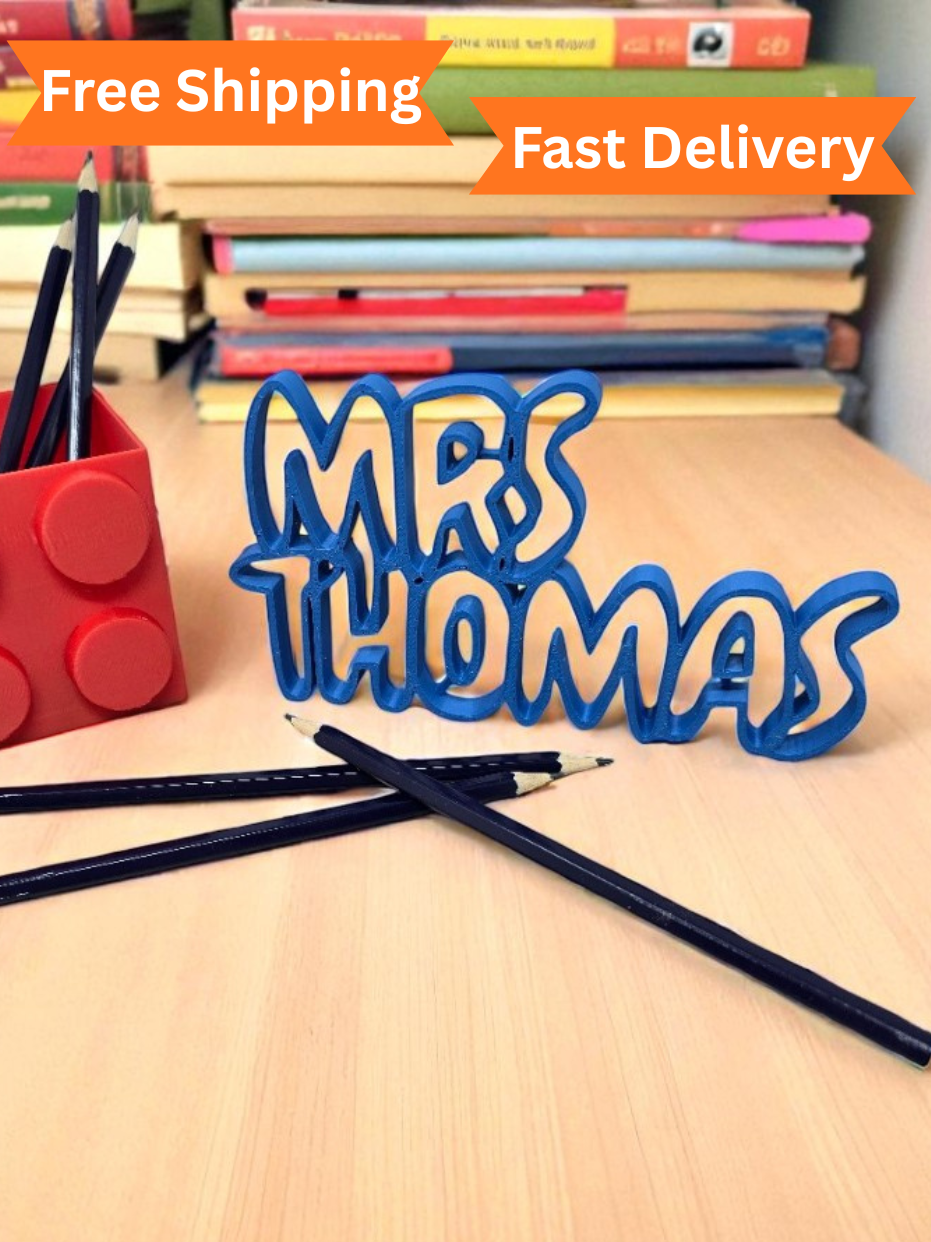 Personalised 3D Printed Nameplate – Custom Desk Sign for Teachers, Office, or Gifts | Classroom Decor | Needful Prints