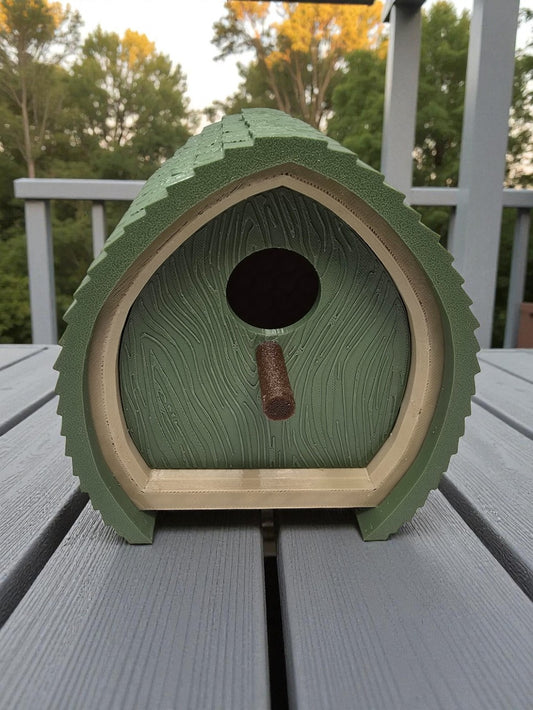 3D Printed Woodland-Style Birdhouse | Durable Outdoor Bird House | Unique Garden Decor
