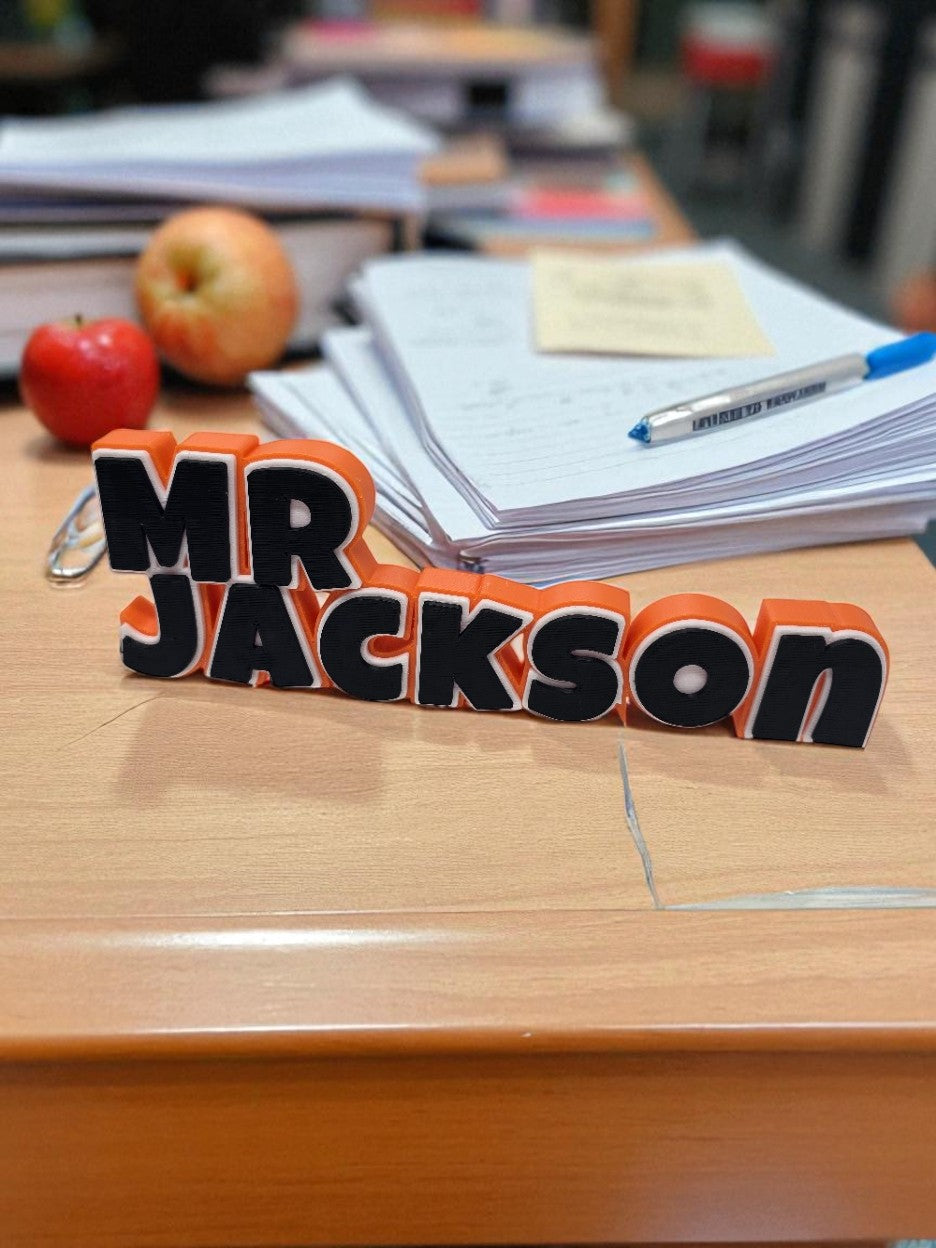 Custom 3D Printed Nameplate | Teacher nameplate | Personalized Desk Sign | Unique Gift for Office, School, or Car