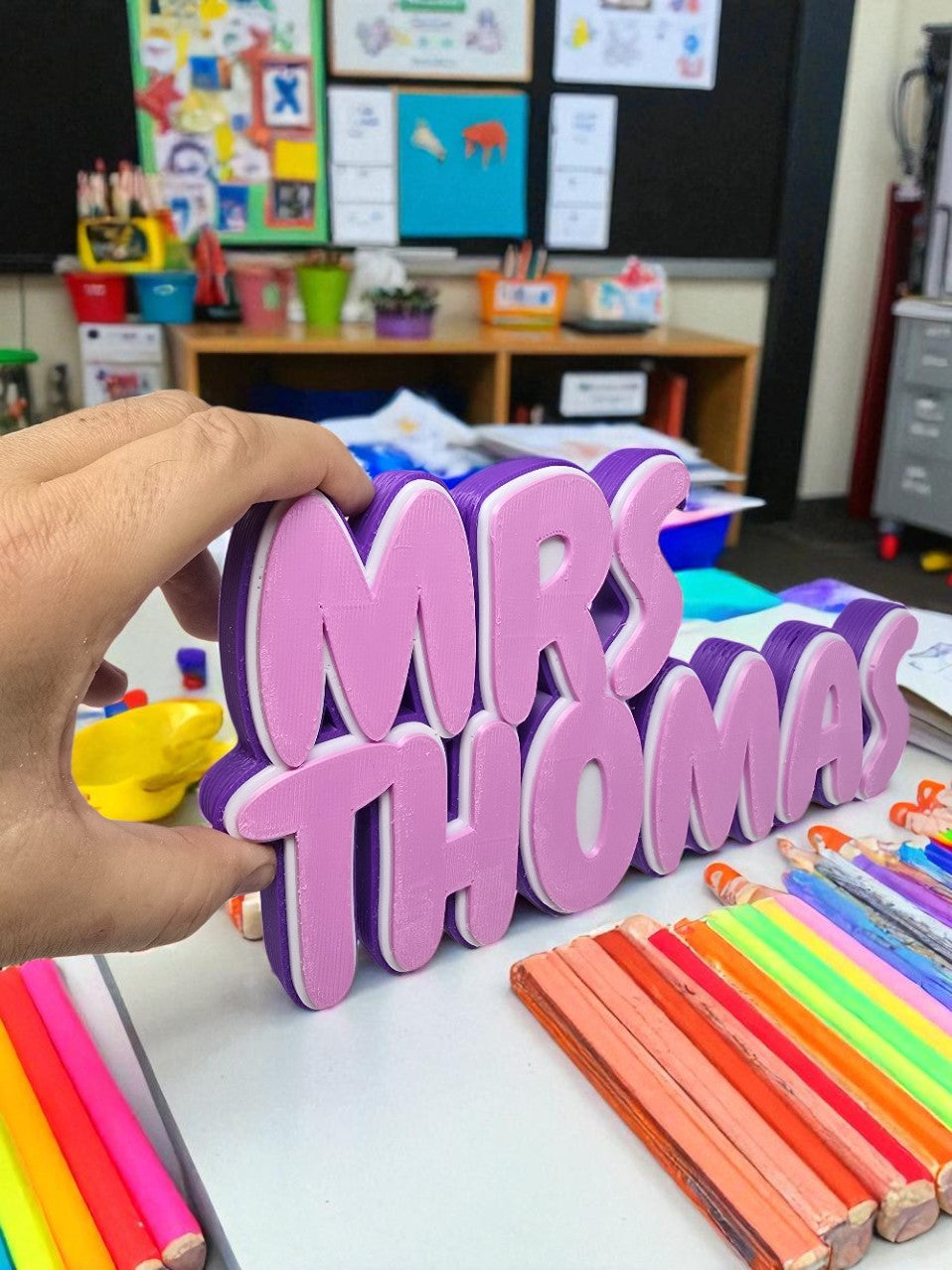 Custom 3D Printed Nameplate | Teacher nameplate | Personalized Desk Sign | Unique Gift for Office, School, or Car