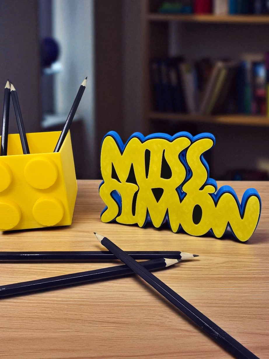 Custom 3D Printed Nameplate | Teacher nameplate | Personalized Desk Sign | Unique Gift for Office, School, or Car
